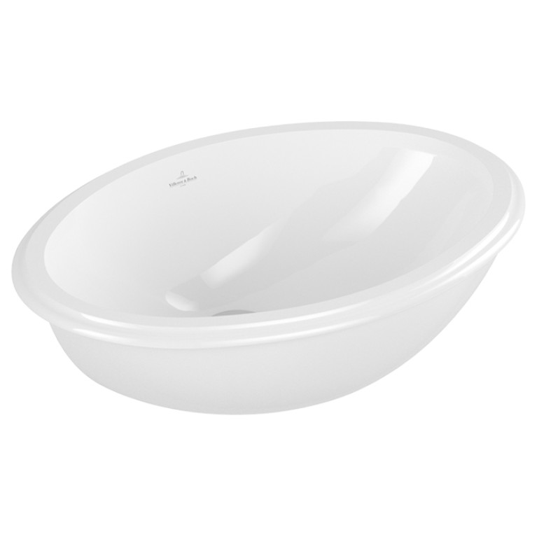 VilleroyBoch Evana Раковина встраиваемая под столешницу 500*350*220мм, с переливом, крепеж включен, цвет альпийский белый