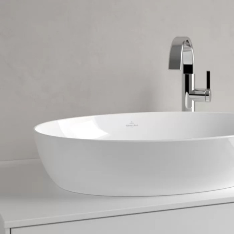 VilleroyBoch Artis Раковина накладная 610*420*125h, без отв. под смеситель, без перелива, TitanCeram, цвет альпийский белый