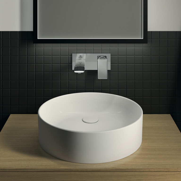 Ideal Standard Conca Раковина d450хh120 мм круглая, накладная, без перелива и отв. под смес., с крепежом, цвет: белый матовый