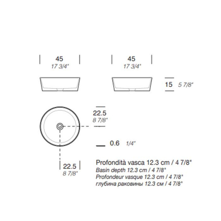 MILLDUE  Раковина чаша  KEEL 45  из CRISTALPLANT ,45х16 см, без отв для смесителя, цвет белый матовый