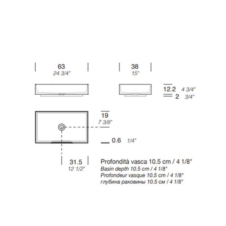 MILLDUE  Раковина  STEP 63_12 накладная из CRISTALPLANT ,63х38х12,2 см, без отв для смесителя, цвет белый матовый