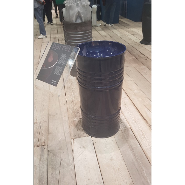 Kerasan Artwork Раковина свободностоящая BARREL d 45,H 90 см, без отв под смеситель,  слив в стену, цвет: Blu cobalto lucido