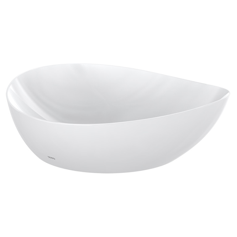 TOTO VESSEL TA Раковина460x420x177мм, ассиметричная чаша, без отв.под смеситель, с переливом, CeFiONtect, цвет:  белый глянец