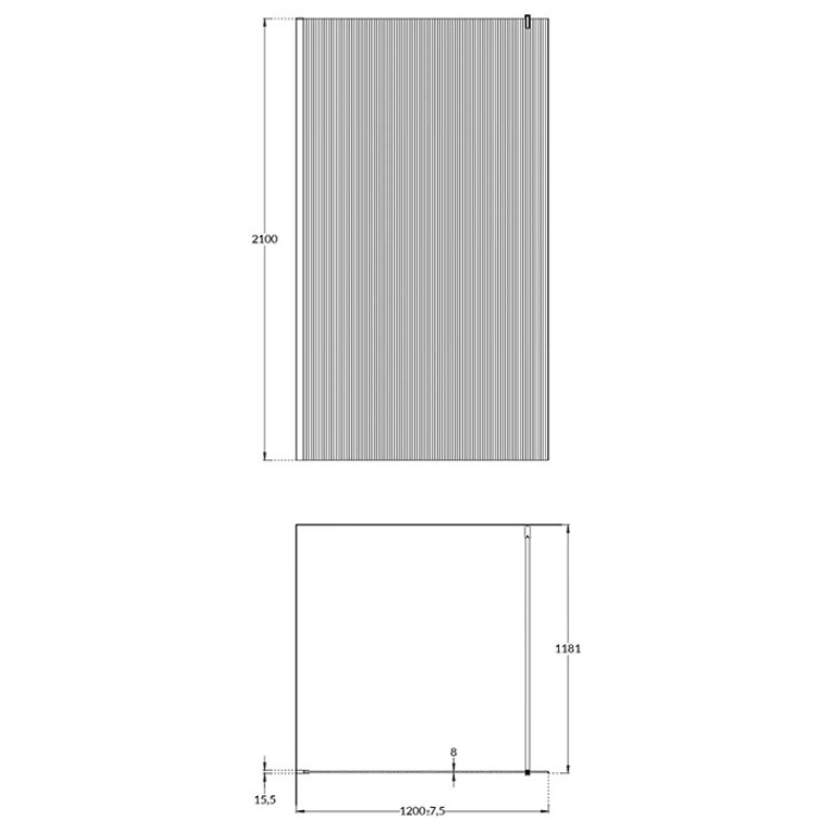 KERAMA MARAZZI Душевая перегородка CRISTALLO с рифленым стеклом, 120х210, хром