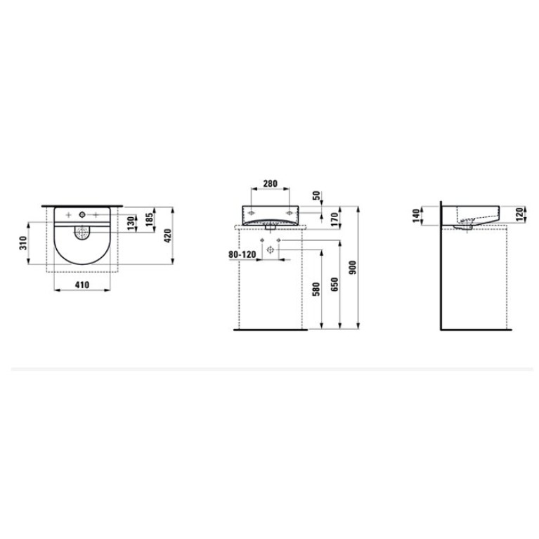 Laufen Sonar Раковина 410х420х140мм с 1 отв. под смеситель, с покр. LLC, цвет: белый (НЕ ПРОИЗВОДИТСЯ!)