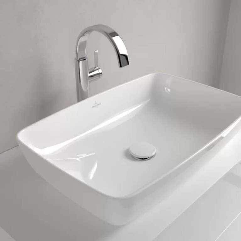 VilleroyBoch Artis Раковина накладная 580*385*125h, без отв. под смеситель, без перелива, TitanCeram, цвет альпийский белый