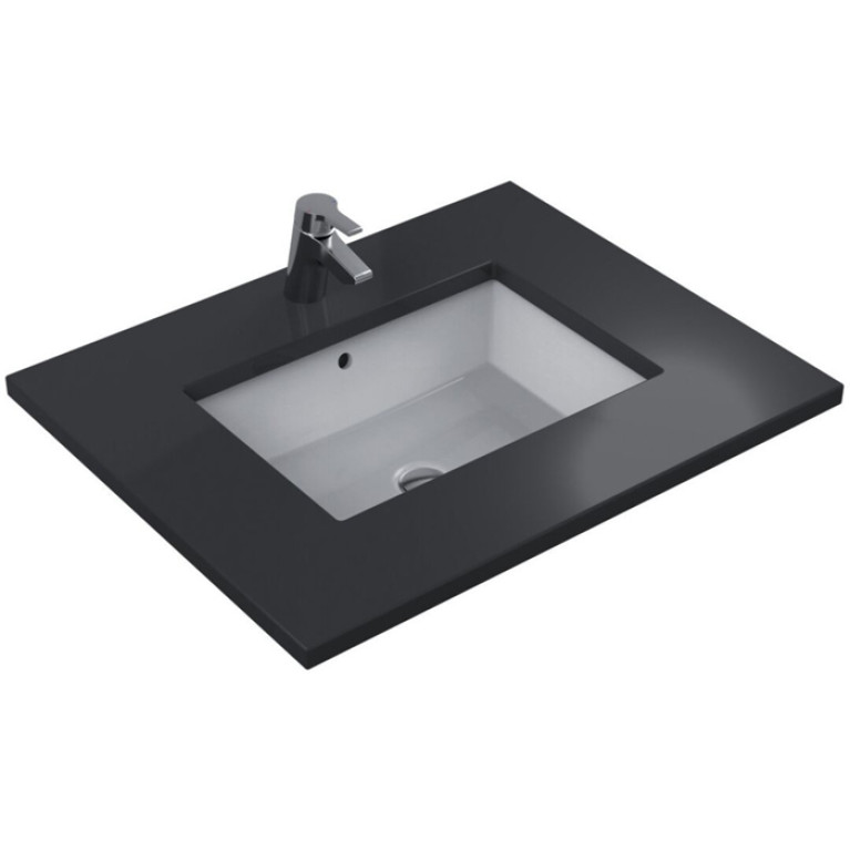 Ideal Standard Strada Раковина 595х440 мм, прямоугольная с переливом, встраиваемая снизу без отв. под смес., с крепежом, цвет: белый глянец