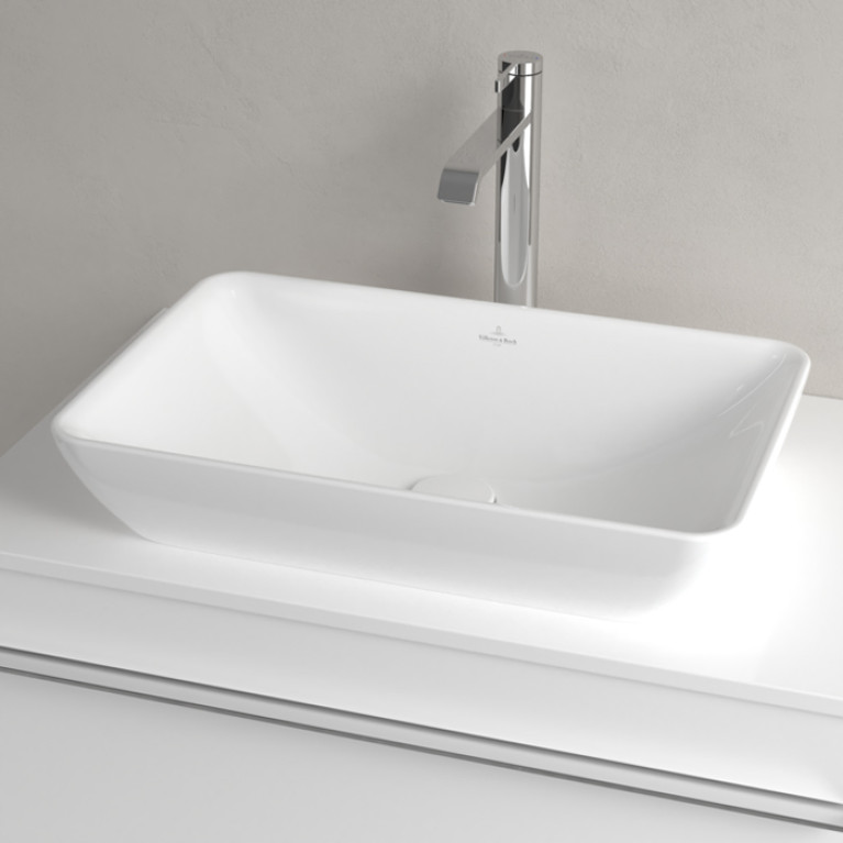 VilleroyBoch Venticello Раковина накладная 550х360х170, без отв. под смеситель, с переливом, CeramicPlus, цвет альпийский белый