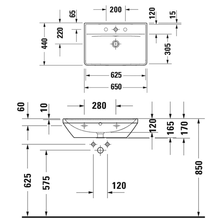 Duravit D-Neo Раковина накладная 650х440  мм, с переливом, с 1 отв. под смеситель, цвет: белый (Спец.цена из наличия)