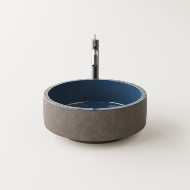 AGAPE CENOTE Раковина &Oslash;420х182 мм., для установки на столешницу, цвет снаружи Dark clay, внутри Blue