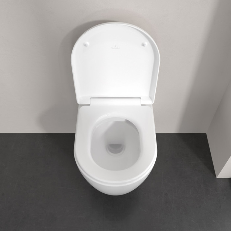 VilleroyBoch Skyla Унитаз подвесной 370*530*315, округлый, безободковый, смыв Tornado, в комплекте сиденье SoftClosing, цвет альпийский белый