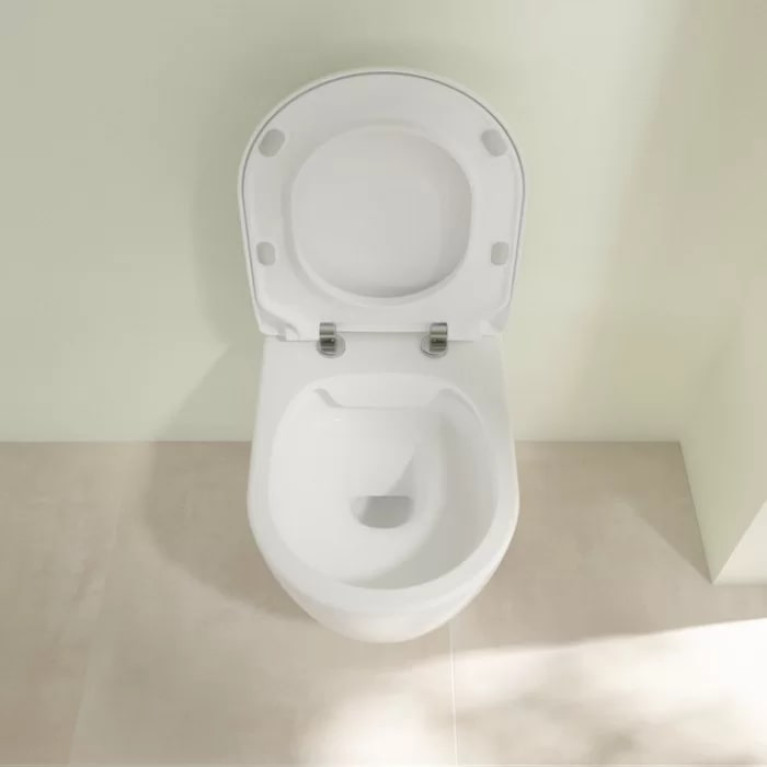 VilleroyBoch Avento&nbsp;Унитаз подвесной 370*530*310, безободковый, в комплекте сиденье SlimSeat с микролифтом, цвет альпийский белый