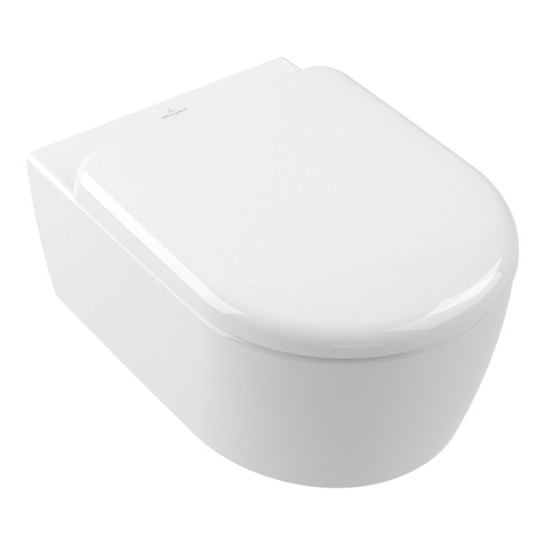 VilleroyBoch Skyla Унитаз подвесной 370*530*315, округлый, безободковый, смыв Tornado, в комплекте сиденье SoftClosing, цвет альпийский белый