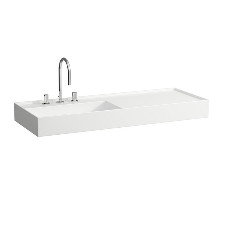 Laufen Kartell Раковина 1200х460х120мм с 3 отв. под смес, со скр сливом, полка справа, цвет: белый глян  (продаем с базой 4.0764.8.033.640.1)СПЕЦЦЕНА!