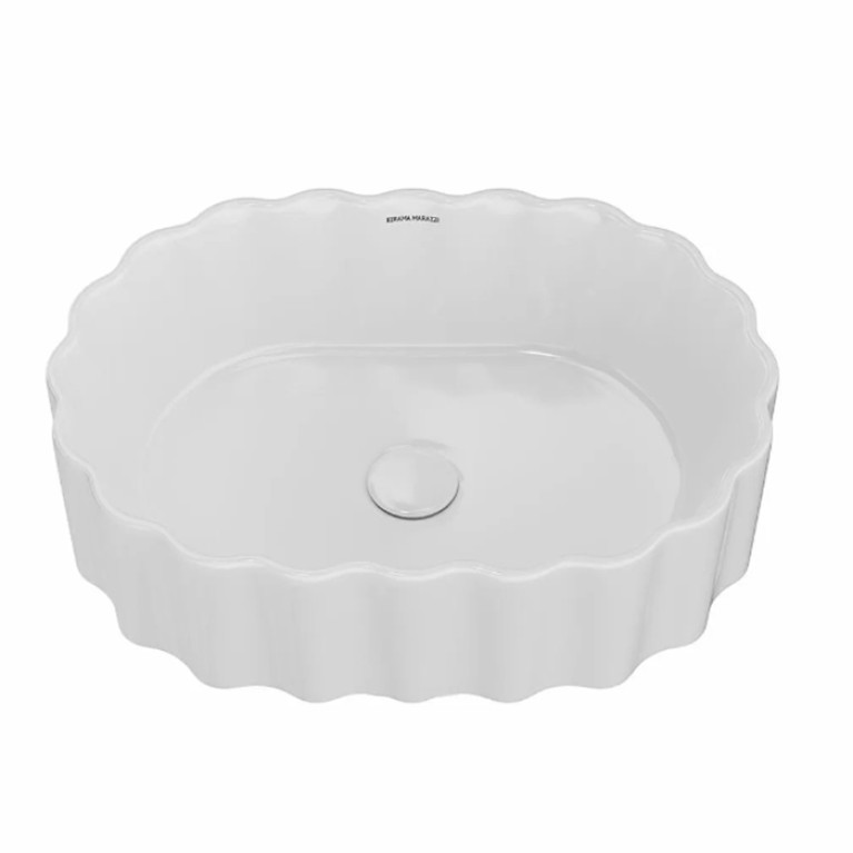 Kerama Marazzi Раковина ARTBASIN Conchiglia накладная 50*36,6*18см, без отв. под смеситель, без перелива, цвет белая глянцевая