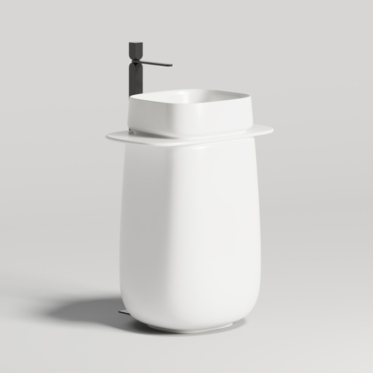 Salini ORIENTE TOTEM Раковина напольная, 700х490х900 мм, S-Sense, матовый, декор.накладка на слив, выпуск, сифон, белая