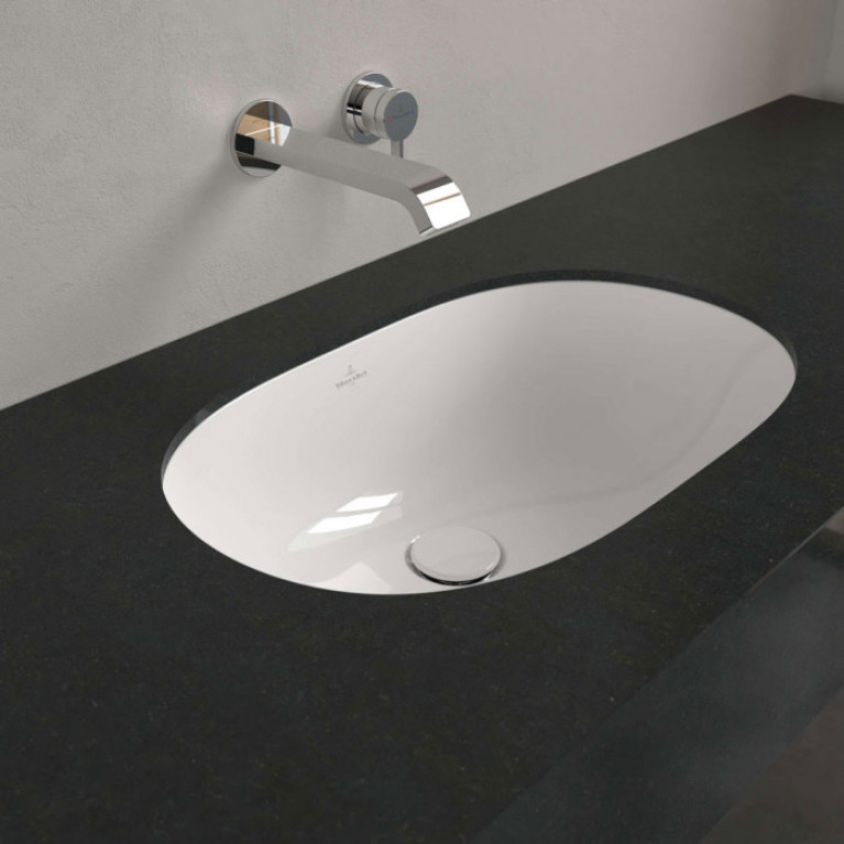 VilleroyBoch O.novo Раковина встраиваемая под столешницу 530*320*205мм, с переливом, крепеж включен, CeramicPlus, цвет альпийский белый