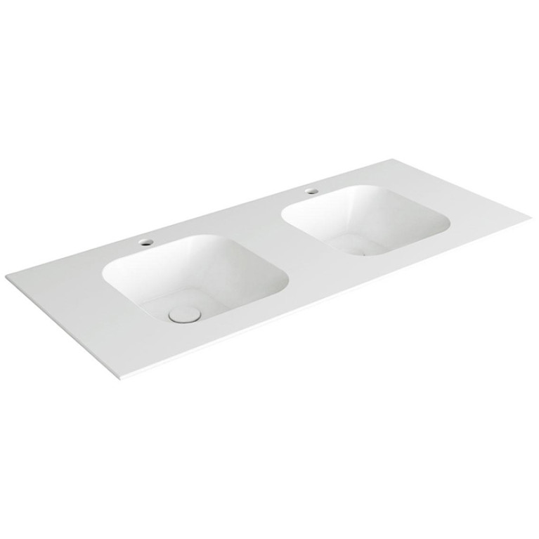 SIMAS WAVE Раковина двойная на столешницу  120x50xh14,5 см, по 1 отв под смеситель на раковину ,цвет белый