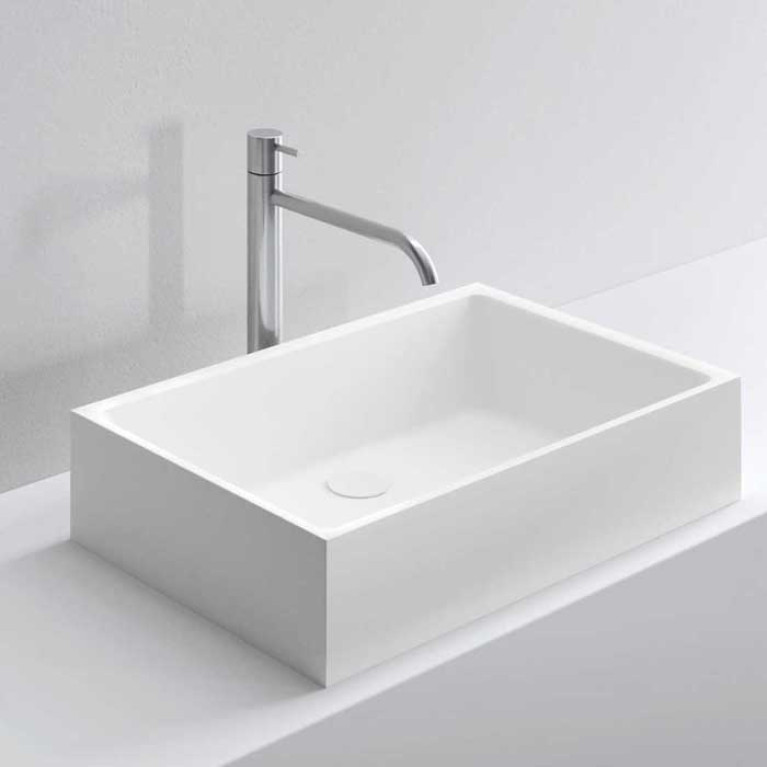 MILLDUE  Раковина  SKA накладная из CERAMILUX ,59х38х13 см, без отв для смесителя, цвет белый матовый