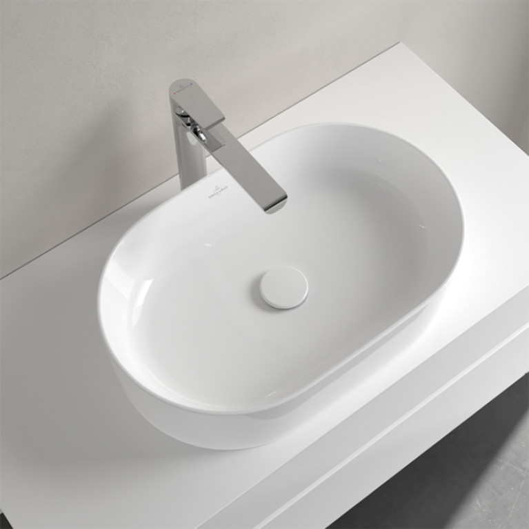 VilleroyBoch Collaro Раковина накладная 560*360*145h, без отв. под смеситель, без перелива, TitanCeram, цвет альпийский белый