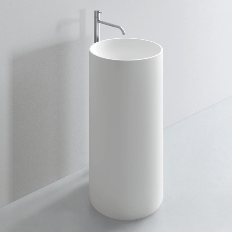 NOORTH milldue edition TUBE Раковина d44xh87 напольная из Ceramilux ,слив в стену, без отв. для смес, без перелива, цвет: белый матовый
