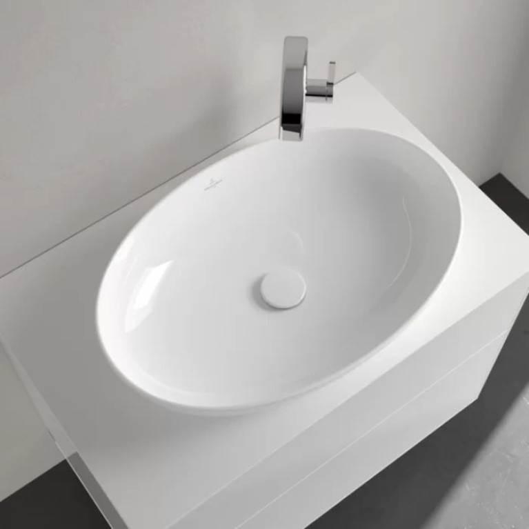 VilleroyBoch Artis Раковина накладная 610*420*125h, без отв. под смеситель, без перелива, TitanCeram, цвет альпийский белый