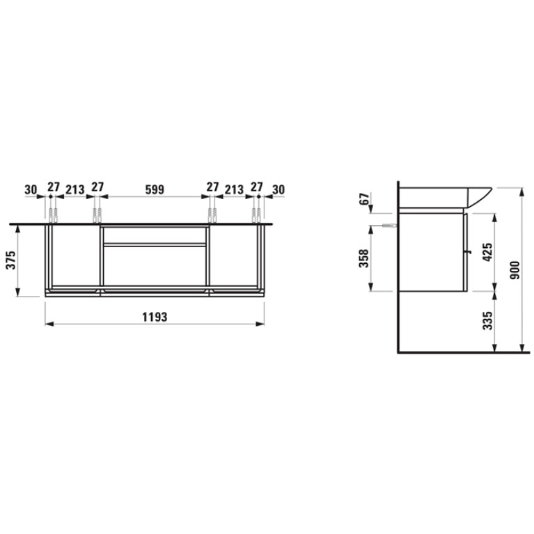Laufen Palace Раковина 1200х510х110 мм, с 1 отв под смес, без полотенцедерж, цвет белый (со скл
