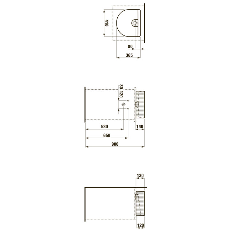 Laufen Sonar Раковина 410x365х130мм без перелива, без отв. под смеситель, с текстурой, цвет: белый глянец
