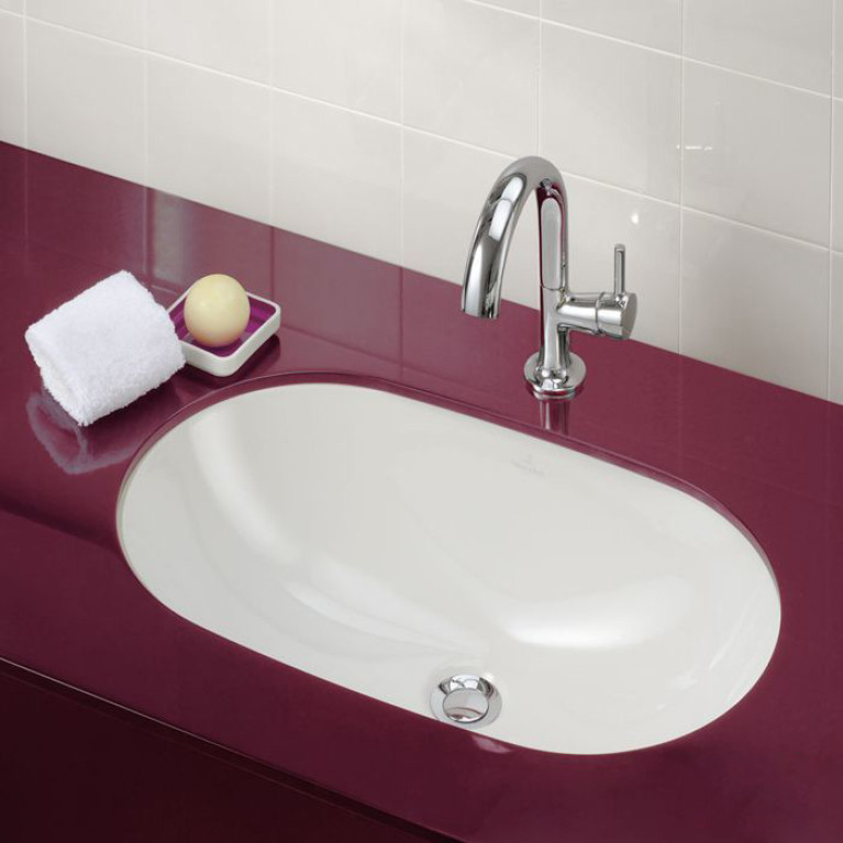 VilleroyBoch O.novo Раковина встраиваемая под столешницу 600*350*215мм, с переливом, крепеж включен, цвет альпийский белый