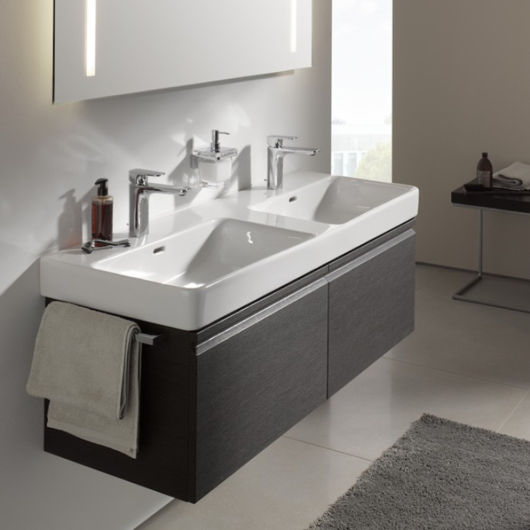 LAUFEN PRO S Раковина двойная 1300x465х175мм с 1 отв под смес на каждую раков, цвет белый глянц (со скл.продаем с 4.8308.2.095.485.R и по запросу без)