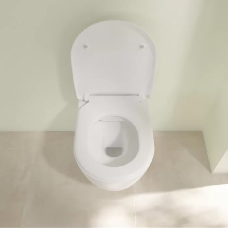 VilleroyBoch Avento&nbsp;Унитаз подвесной 370*530*310, безободковый, в комплекте сиденье SlimSeat с микролифтом, цвет альпийский белый