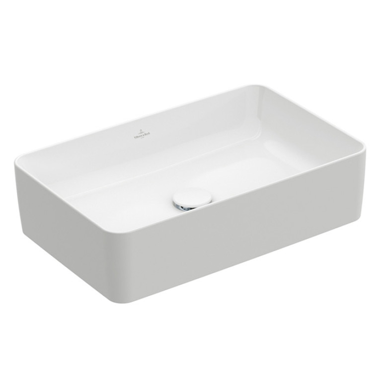 VilleroyBoch Collaro Раковина накладная 560*360*145h, без отв. под смеситель, без перелива, TitanCeram, цвет альпийский белый