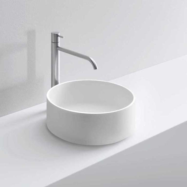 MILLDUE  Раковина  BASIC C37 накладная из CERAMILUX ,37х13 см, без отв для смесителя, цвет белый матовый
