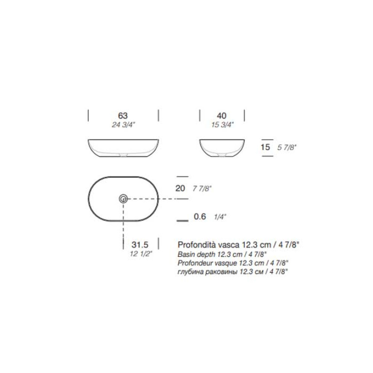 MILLDUE  Раковина  BLEND 63 накладная из CRISTALPLANT ,63х40х15 см, без отв для смесителя, цвет белый матовый
