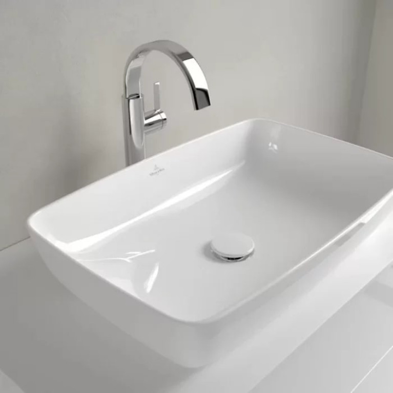 VilleroyBoch Artis Раковина накладная 580*385*125h, без отв. под смеситель, без перелива, TitanCeram, цвет альпийский белый