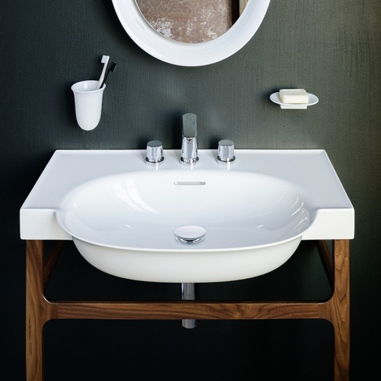Laufen New Classic Раковина накладная овальная 600х480х75 мм, с 3 отв под смеситель,с переливом, цвет белый