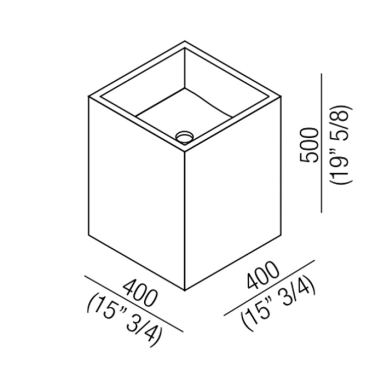 Agape Cube Раковина подвесная 40x40x50 см, с полированным сливом, квадратная, без отв., цвет: натуральный дуб