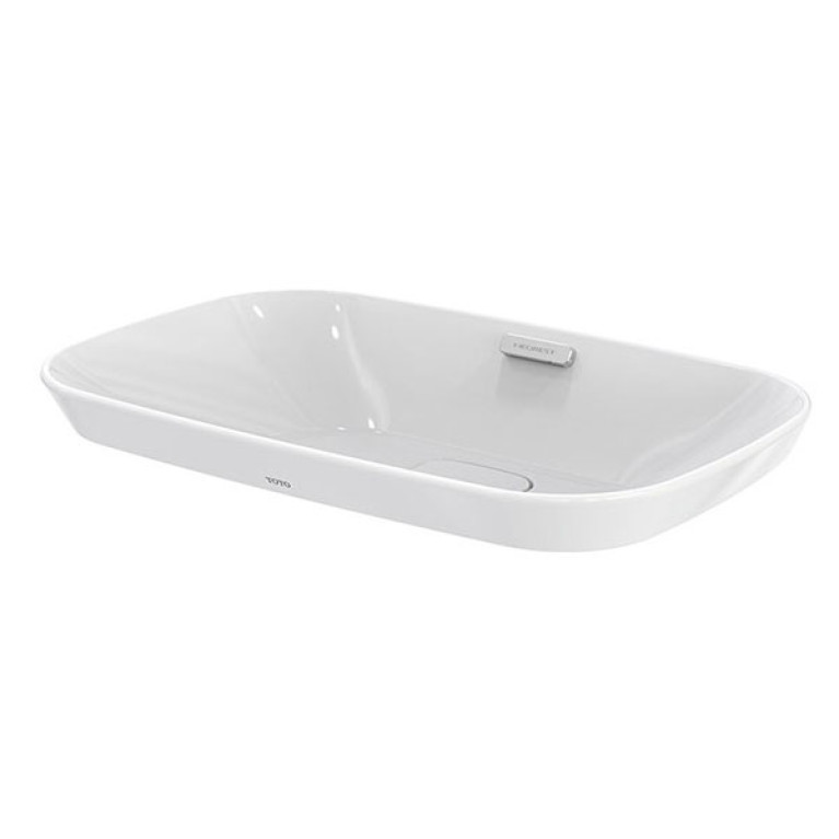 TOTO NEOREST Раковина 746x448x173(50) мм, полувстраиваемая, без отв. под смес, с перел, CeFiONtect, c керамической декоративной накладкой,цвет: белый