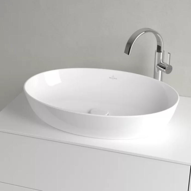 VilleroyBoch Artis Раковина накладная 610*420*125h, без отв. под смеситель, без перелива, TitanCeram, цвет альпийский белый