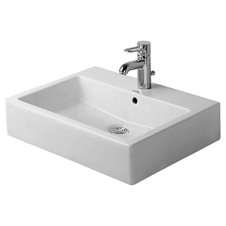 Duravit Vero Раковина, шлифованный вариант, с  перел., с 1 отв. под смес., включая крепление, 595x465, цвет: белый (Спец.цена из наличия)