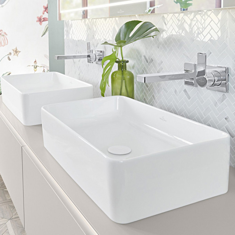 VilleroyBoch Collaro Раковина накладная 560*360*145h, без отв. под смеситель, без перелива, TitanCeram, цвет альпийский белый