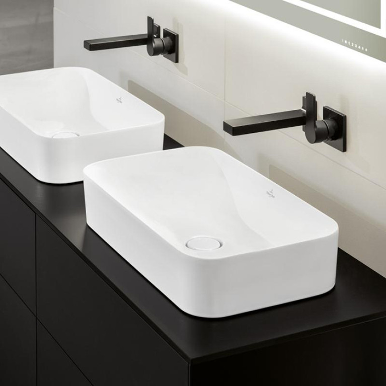 VilleroyBoch Finion Раковина  на тумбу 600*350*115, отверстия для смесителя-отсутствуют, CeramicPlus, цвет-альпийский белый