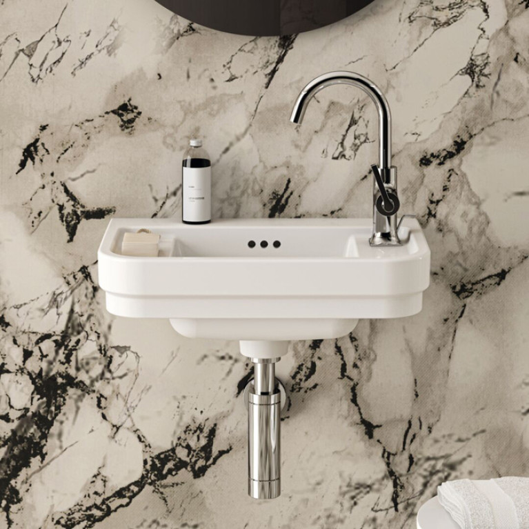 Ideal Standard Calla Раковина 500х320xh180 мм, подвесная, с отв. под смес. справа и переливом, с крепежом цвет: белый глянец