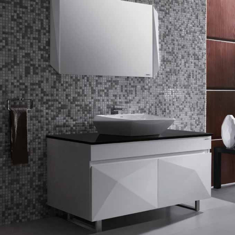TOTO Jewelhex Раковина 607x483x211(160)мм, накладная, без отв.под смес., без перелива, без д/кDH446VE, с накладкой хром, CeFiONte, цвет:белый