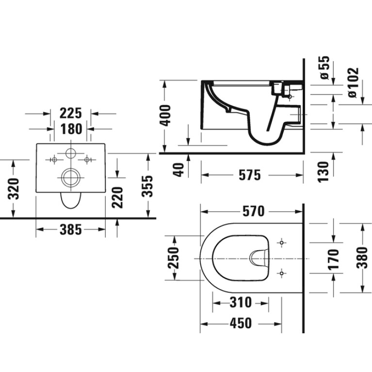 Duravit  Millio Унитаз подвесной  декор Pattern  370х570 мм, крепление в компл.,цвет светло-серый матовый