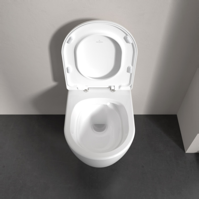 VilleroyBoch Skyla Унитаз подвесной 370*530*315, округлый, безободковый, смыв Tornado, в комплекте сиденье SoftClosing, цвет альпийский белый