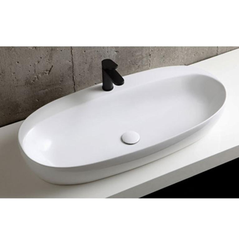 AZZURRA ELEGANCE CIRCLE раковина накладная 90х44см с 1 отв. под смеситель , цвет белый  (цена по акции со склада!)