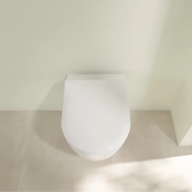 VilleroyBoch Avento&nbsp;Унитаз подвесной 370*530*310, безободковый, в комплекте сиденье SlimSeat с микролифтом, цвет альпийский белый