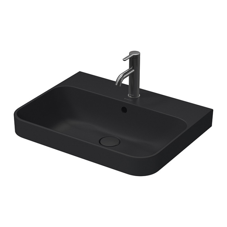 Duravit Happy D.2 Plus Раковина на столешницу 600х460мм с перелив, с 1 отв. под смес, выпуск с керам. покр, anthracite matt (СПЕЦЦЕНА с нашего склада)