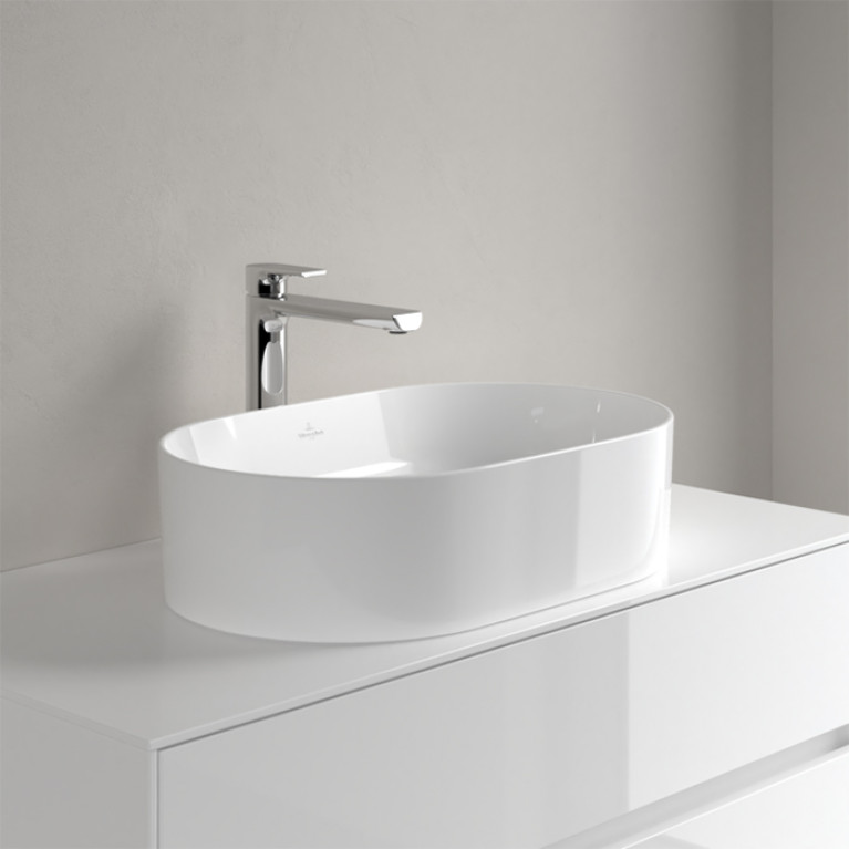 VilleroyBoch Collaro Раковина накладная 560*360*145h, без отв. под смеситель, без перелива, TitanCeram, цвет альпийский белый